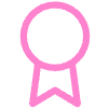 A pink ribbon badge icon.