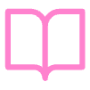 A pink open book icon.